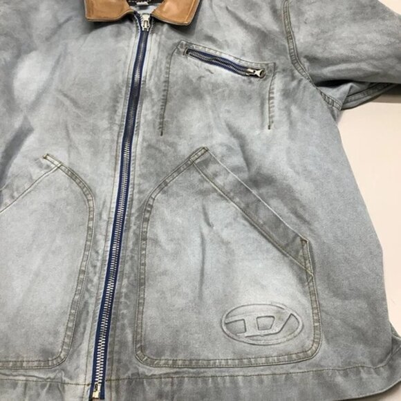 NEW DIESEL Men's Jacket J-Chart Intentionally Dirty Effect Full Zip Size 52 Blue - Picture 4 of 9